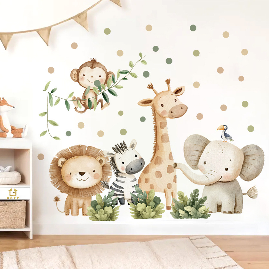 Baby Girl Nursery Quotes - Boho สัตว์ป่าสติ๊กเกอร์ติดผนังสําหรับห้องพักเด็กเด็กผู้หญิงเด็กตกแต่งห้องเนอสเซอรี่วอลล์เปเปอร์ช้างยีราฟลิงสิงโต