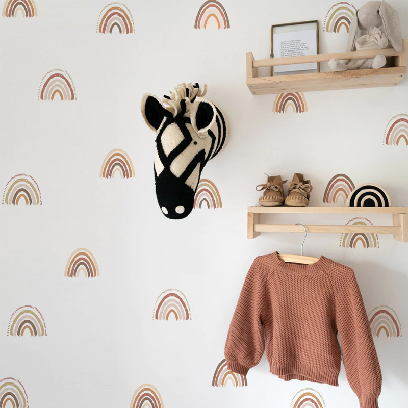 Baby Nursery Decor Girl - Boho Rainbow Wall Decals สติ๊กเกอร์ติดผนังวอลล์เปเปอร์เด็กเนอสเซอรี่เด็กผู้หญิงกันน้ําห้องนอนเด็กตกแต่งบ้าน