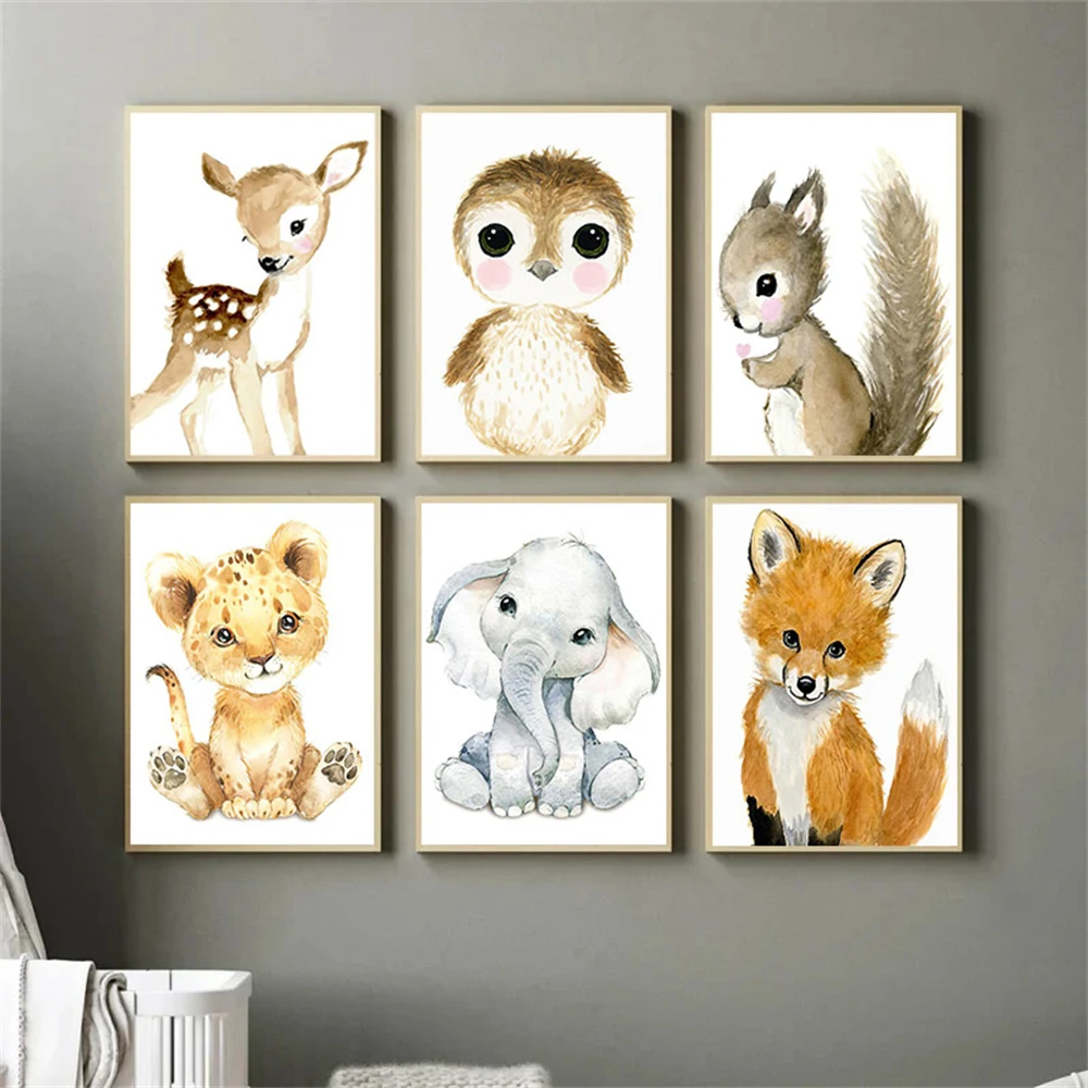 ภาพพิมพ์ไม่มีกรอบ ภาพสัตว์น่าร - Baby Nursery Frames บทวิจารณ์และราคา