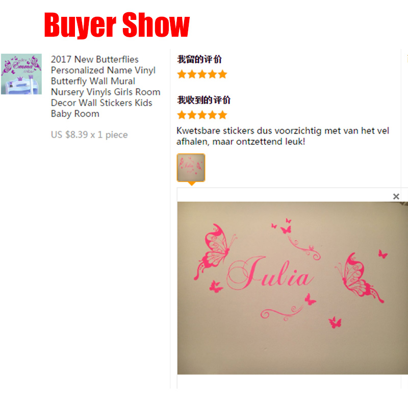 ใหม่ผีเสื้อส่วนบุคคลชื่อไวนิลผ - Baby Nursery Decor Girl บทวิจารณ์และราคา
