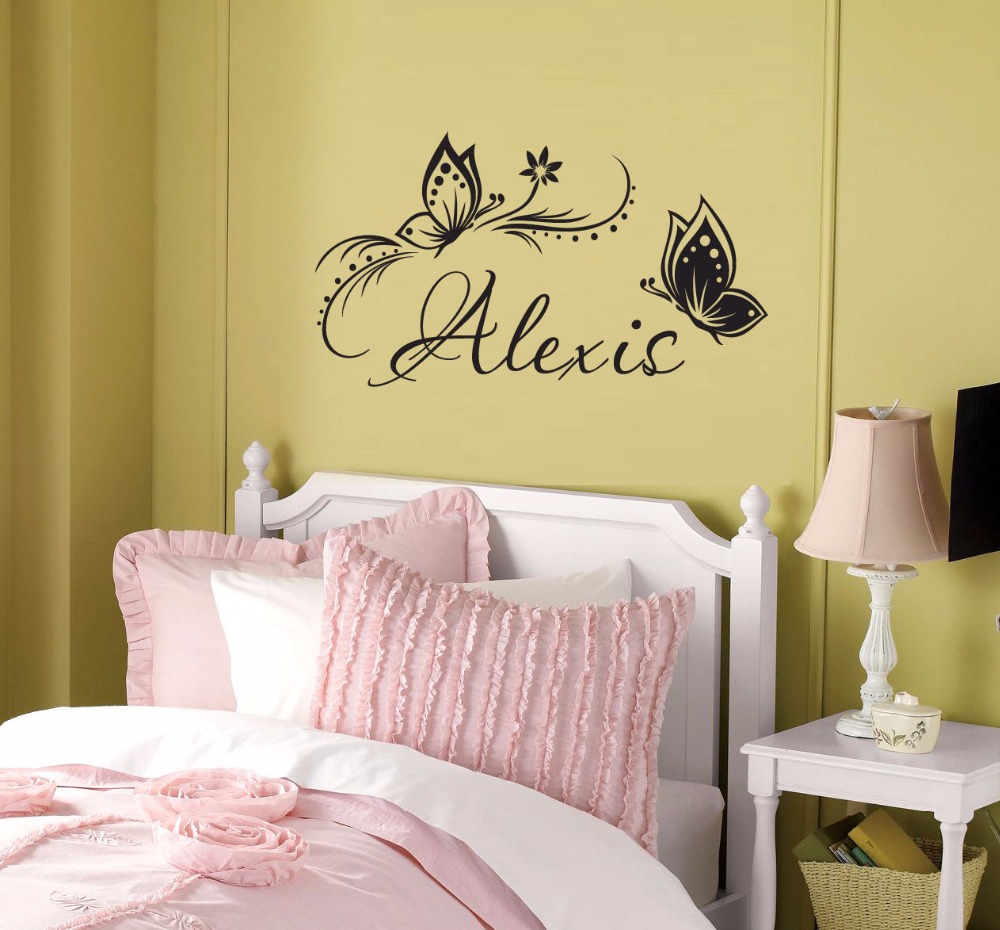 ส่วนบุคคลชื่อและผีเสื้อผนังไวน - Baby Girl Nursery Quotes บทวิจารณ์และราคา