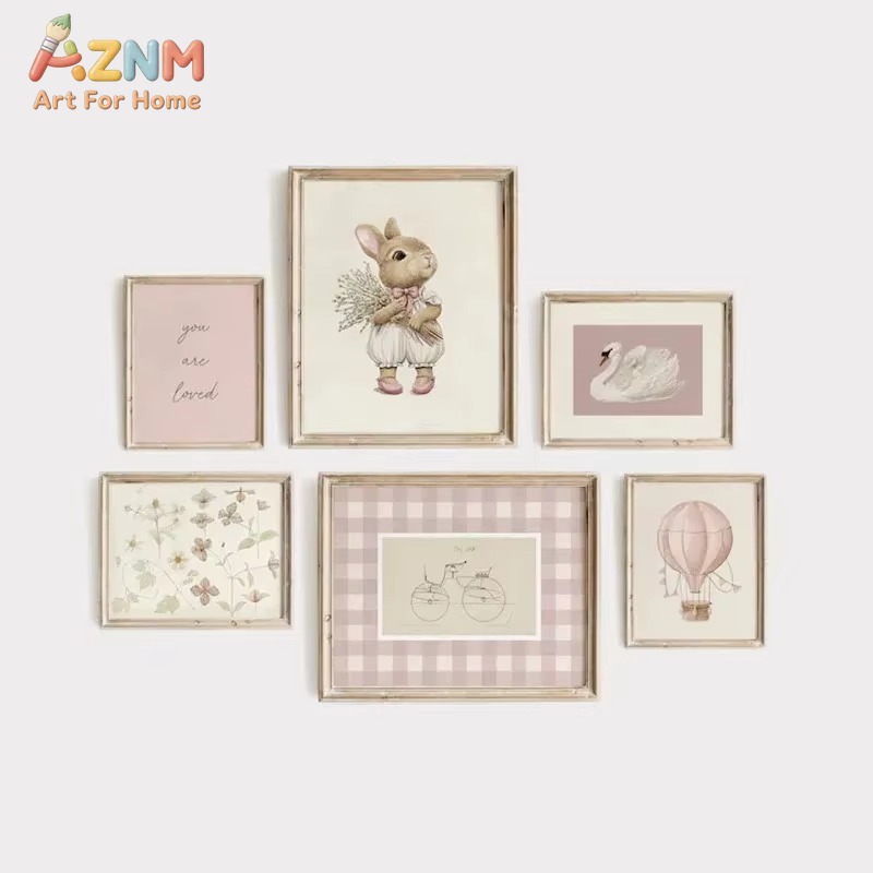 ภาพพิมพ์แคนวาสติดผนังลายกระต่า - Baby Nursery Frames บทวิจารณ์และราคา