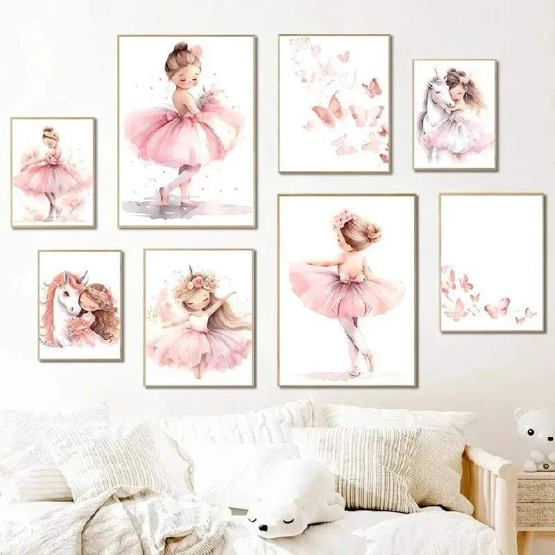 สีชมพูบัลเลริน่าสาวยูนิคอร์นผี - Baby Nursery Frames บทวิจารณ์และราคา