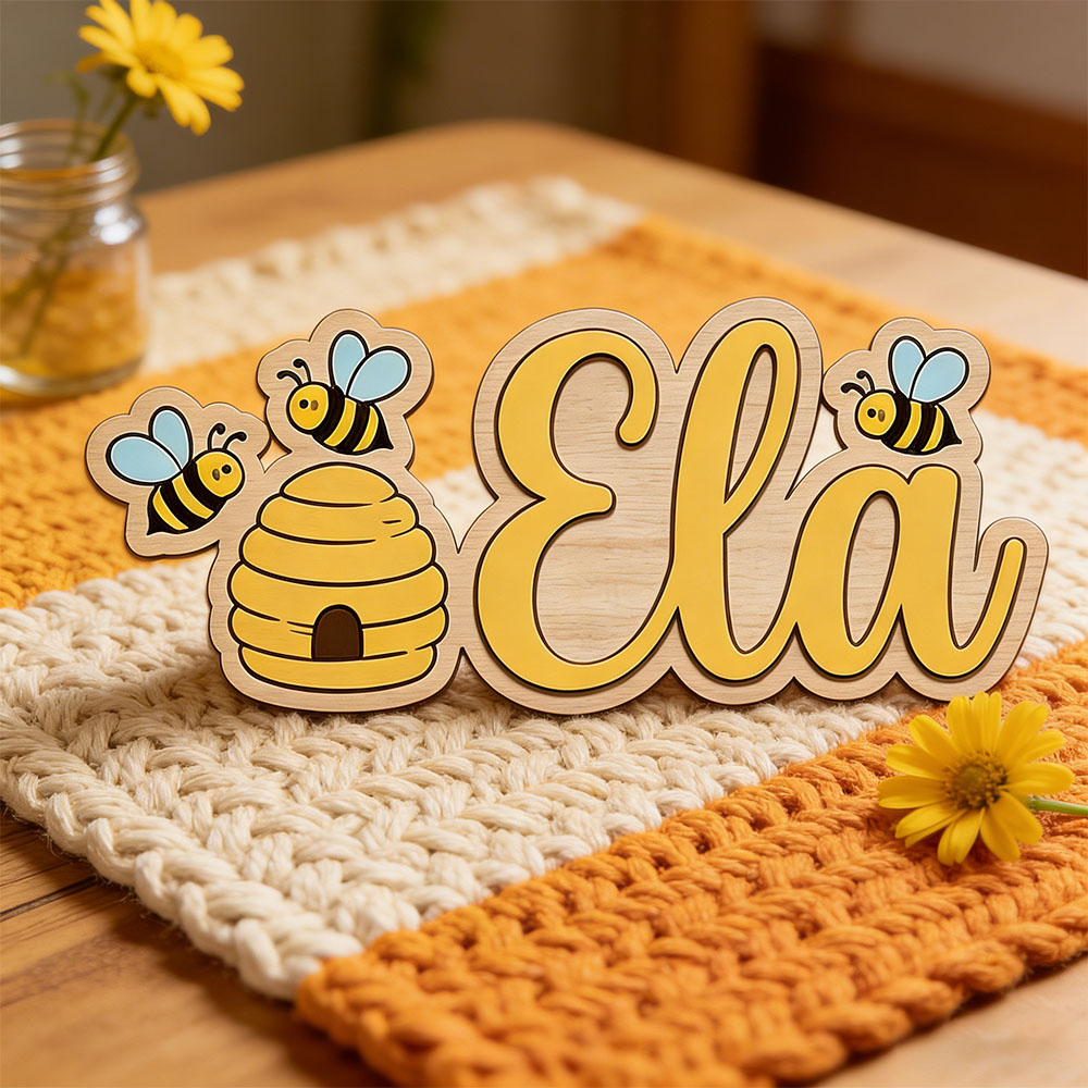 ป้ายไม้รูปรังผึ้งน่ารักแบบส่วน - Baby Nursery Decor Girl บทวิจารณ์และราคา