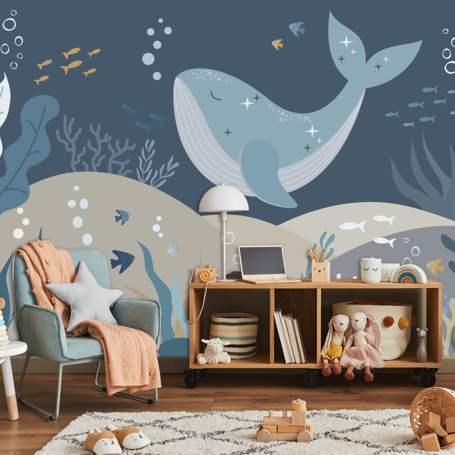 วอลเปเปอร์ลายการ์ตูนปลาวาฬน่าร - Baby Nursery Peel And Stick Wallpaper บทวิจารณ์และราคา