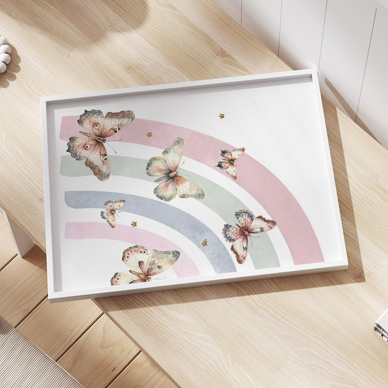 สีชมพูสายรุ้งผีเสื้อที่กําหนดเ - Baby Nursery Decor Girl บทวิจารณ์และราคา