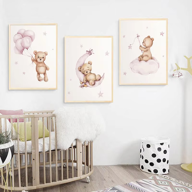 ภาพตกแต่งผนังห้องเด็ก ลายหมีเท - Baby Nursery Decor Girl บทวิจารณ์และราคา