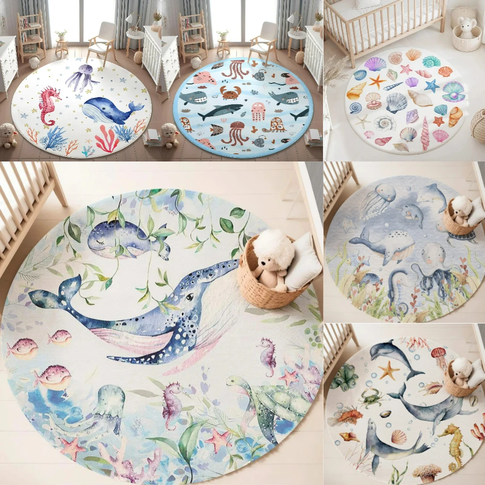 พรมลายสัตว์ทะเลสีฟ้า สำหรับห้อ - Baby Nursery Decor Girl บทวิจารณ์และราคา