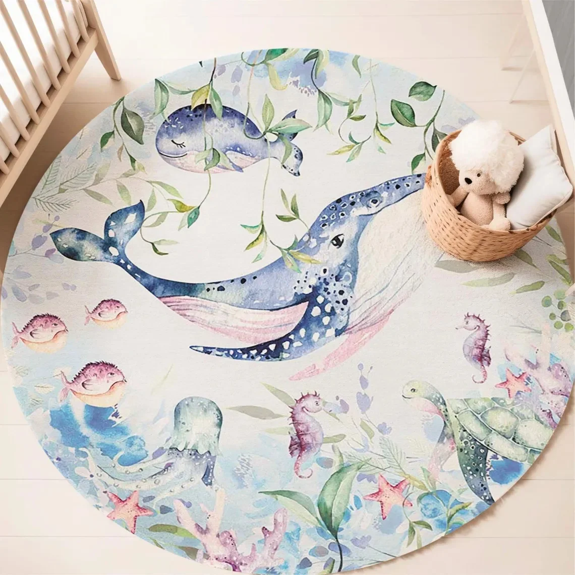 พรมลายสัตว์ทะเลสีฟ้า สำหรับห้อ - Baby Nursery Decor Girl บทวิจารณ์และราคา